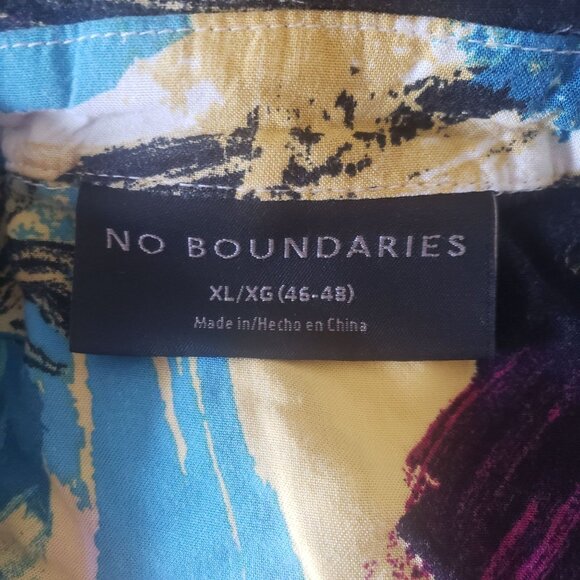 No Boundaries Mens Abstract Pattern Short Sleeve Button Up Shirt Size XL Artsy - Picture 4 of 4